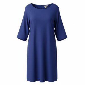 Taylor Blue Shift Dress 18W Plus Size Elbow Sleeve Career Work Dress
